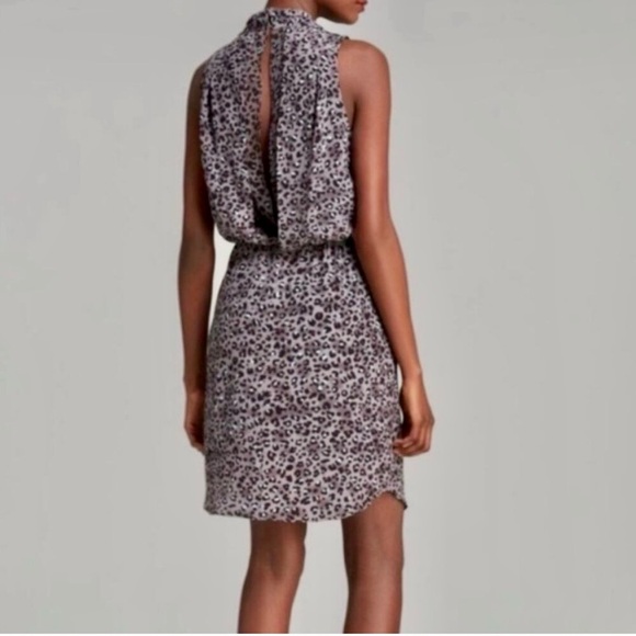 Rebecca Taylor Fit & Flare Dress Gray Leopard Print Lined Knee Length - Picture 2 of 8